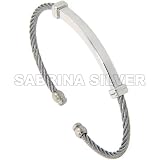 Stainless Steel 7 in. Thin Cable Golf Cuff ID Bracelet, 3/16 in. (4.5mm) wide