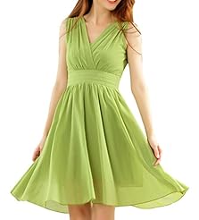 Sexy V-neck Chiffon Short Sleeves Summer  Dress