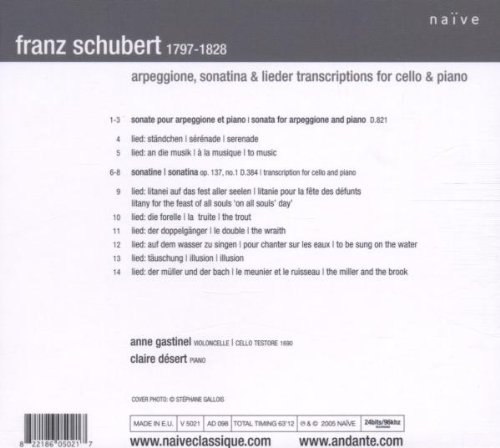 Cover image : シューベルト;アルペジオーネ・ソナタ D 821 [Import from France] (Schubert: Arpeggione)