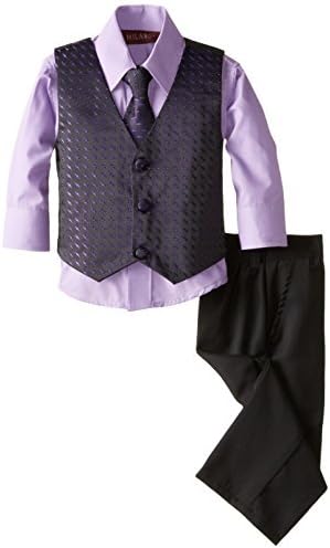 Milano Couture Baby Boys' 4 Piece Geometric Vest Set, Lilac, 12 Months Size: 12 Months Color: Lilac Model: VS556 (Newborn, Child, Infant)