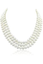 3-row White A Grade Freshwater Cultured Pearl Necklace (6.5-7.5mm), 16.5", 17"/18"