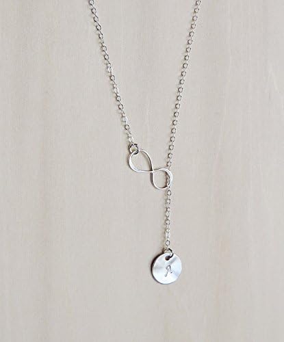 Initial With Sterling Silver Infinity Lariat Necklace, Initial Necklace, Personalized Necklace, Lariat Necklace, Personalized Jewelry