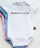Bundle of (mostly) joy short sleeve baby bodysuit / onesie - white, pink or baby blue