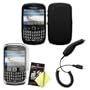 BlackBerry Curve 3G 9330 / 9300 / 8520 / 8530 Black Silicone Case, LCD Screen Guard / Protector & Car Charger Combo