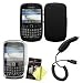 BlackBerry Curve 8520 / 8530 Black Silicone Case, LCD Screen Guard / Protector & Car Charger Combo
