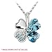 Four Leaf Clovers Set, Aqua Four Leaf Heart Crystal Necklace and Stud Earrings