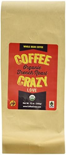 CoffeeCrazy Premium USDA Organic, 12 0z - Fair Trade French Roast whole Bean Coffee (Whole Coffee Beans)