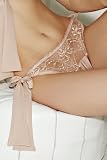 Fleur of England Luxury Lingerie Naked Nude Silk Bow Tie Brief