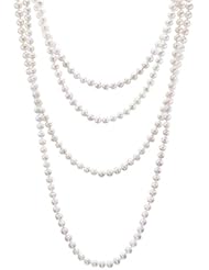 HinsonGayle AAA Handpicked 6.5-7.0mm Ultra-Luster White Cultured Pearl Rope Necklace (Glamour Collection, 82")