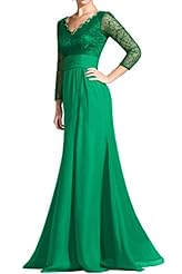 Lace Chiffon Long Sleeves Evening Dress/Mother-of-the-Bride Dress/Prom Dress 