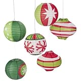Paper Ornament Party Lanterns-Red/Green/White-(Pack of 6)