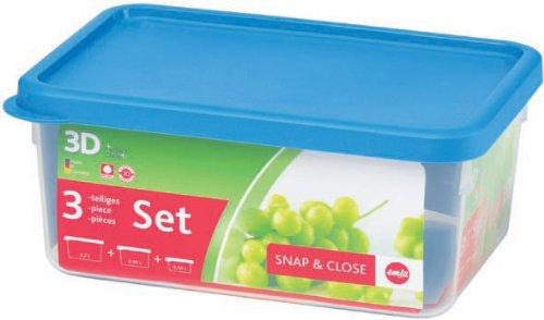 Frieling Emsa 3D Snap and Close 3-Piece Set, 0.95-Liter, 2.2-Liter, 3-1/2-Liter