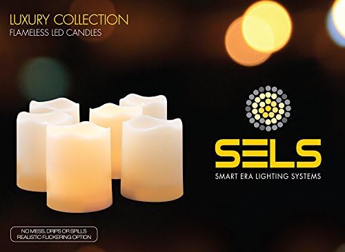 SELS LED Flameless Candles-Soft Flickering Votive Battery Operated Candles, LED Candles, Flameless Candle Set, Votive Candles, Wedding Decor, Votive Style, Pack of 6, Batteries included