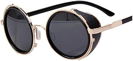 Retro sunglasses female star models big box fashion sunglasses Men's round sunglasses tide personality (Black Phnom Penh)