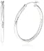 14k White Gold Diagonal Diamond-Cut Hoop Earrings
