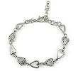 Silvertone Crystal Open Heart Lightweight Fashion Bracelet