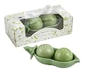 Kate Aspen Two Peas in A Pod - Ceramic Salt and Pepper Shakers in Ivy Print Gift Box