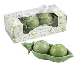Kate Aspen Two Peas in A Pod - Ceramic Salt and Pepper Shakers in Ivy Print Gift Box