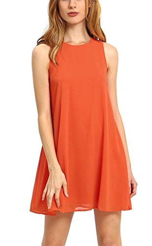 Merryfun Women's Casual Sleeveless Loose Chiffon Mini Dress Top