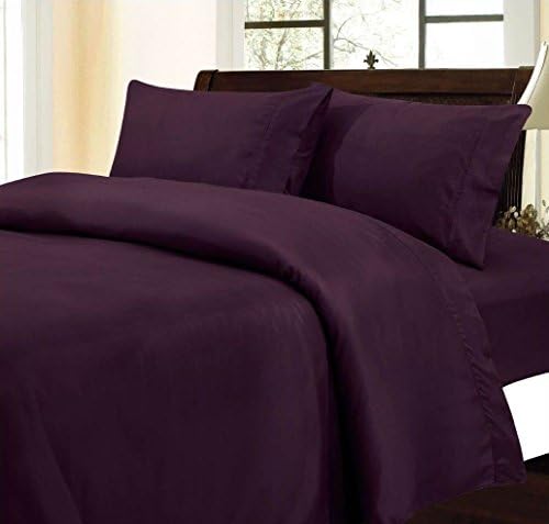 SJD STORE New Collection 600 Thread Count 4 Peice 22" Deep Pocket Sheet Set in Solid Purple Twin Extra Long Size 100% Cotton