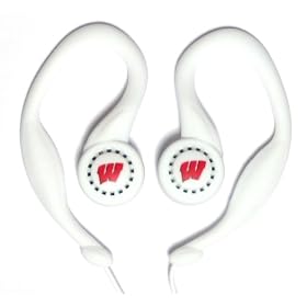 Koss SportClip Earphones with Wind Up Storage Case - University of Wisconsin Logo by 