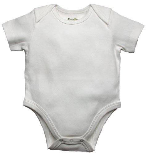 Funkoos White Short-Sleeve Organic Baby Bodysuits, 6-9 months:6 - 9 mon