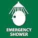 NMC S54R Graphic See Sign, Legend "EMERGENCY SHOWER", 7" Length x 7" Height, Rigid Plastic, White on Green
