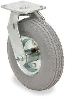 Swivel Plate Caster with Gray Non-Marking 8" x 3" Wide Pneumatic Air Tire