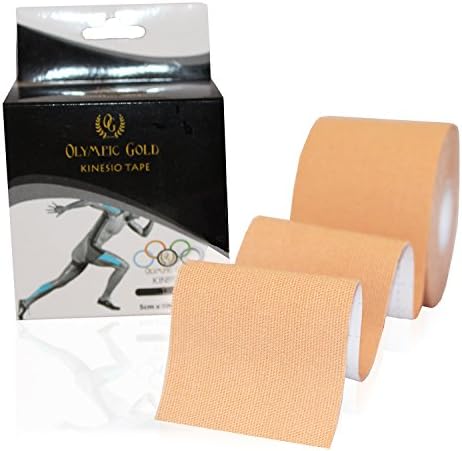 Kinesiology Tape By Olympic Gold Premium Therapeutic Athletic Kinesio Taping Sports Application Videos (Skin)