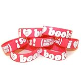 Keep-A-Breast 1 Inch I Love Boobies Bracelet Pink/White