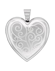 Sterling Silver Heart Locket Necklace 4 Picture Scroll Engraved 1 inch