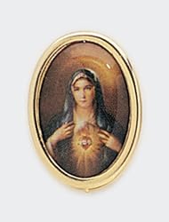 Gold Plated Religious Lapel Pin - Immaculate Heart of Mary