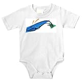 Onesie with whale, right, blue, mammal, spots
