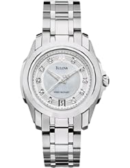 Bulova 96P115 Womens Precisionist Longwood Diamond MOP Dial Steel Bracelet Watch