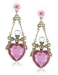Betsey Johnson "Fairyland" Crystal Heart Bottle Drop Earrings