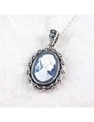 Picture Frame Blue Cameo Necklace