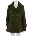 Jessica Simpson Women's Double Collar Pea Coat, Olive, Large