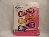 Goody, Slide-Proof Lovey Dovey Snap Clips (6 Clips: 2 Red, 2 Yellow with Red Dots, 2 Purple)