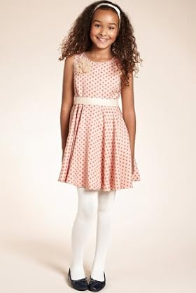 Round Neck Spot Print Dress with Sash Belt