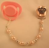 Baby Pink Crown Pacifier Clip with Pearls Pacifier Holder