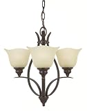 Murray Feiss F2047/3GBZ Morningside 3-Light Chandelier, Grecian Bronze with Cream Snow Glass Shades