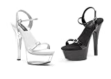 601-TUSTIN, 6 Heel Sandal With Rhinestones in Black or Silver Hologram by Ellie Shoes