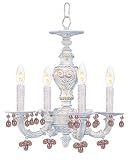 Crystorama 5224-AW-BLUE Sutton Wrought Iron Chandelier Draped with Clear Murano Crystal Drops Color