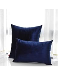 Home: MochoHome Velvet Solid Square Throw Pillow Cover - 20" x 20", Navy - MochoHome