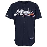 MLB Atlanta Braves Adult Short Sleeve 6 Button Synthetic Replica Jersey (Mar Nvy, X-Large)