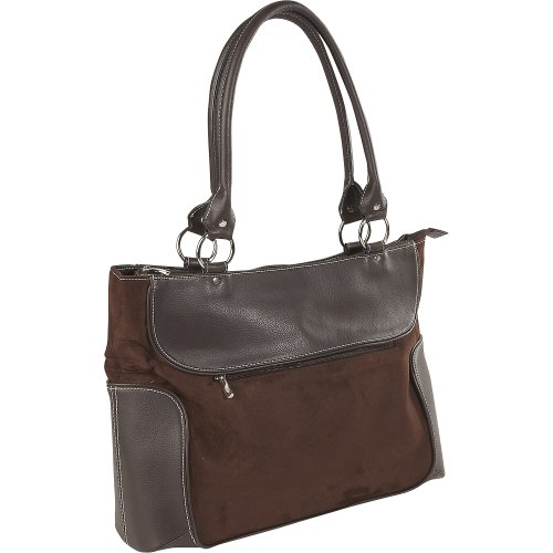 Travelers Choice Ladies Business Zip-Top Casual Computer Tote - Brown Travelers Choice Ladies Business Zip-Top Casual Computer Tote - Brown