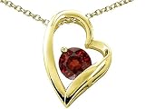 1.30 cts 14k Gold Heart Shaped Genuine Round Garnet Pendant - 14kt White or Yellow Gold