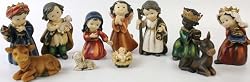 Polyresin Nativity Set of 11 Pieces With Child Like Faces - 5.25" Figurines