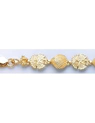 Gold 7" Scallop Shell & Sanddollar Bracelet