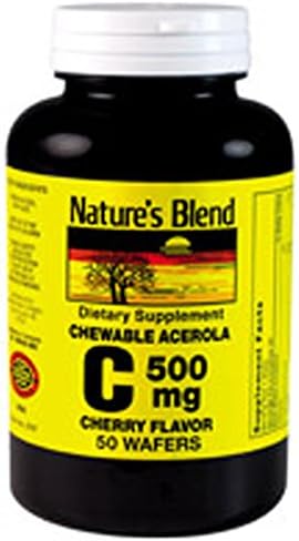 Nature's Blend Vitamin C Chewable 500mg with Acerola Cherry Flavor 50 count Bottle